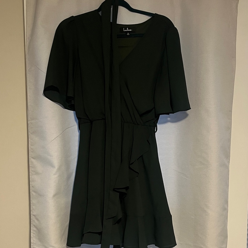 Lulu's Dark Green Wrap Dress